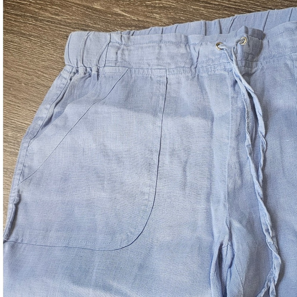 Pure Amici Blue Linen Pants Drawstring Elastic Waist Size Small - Picture 4 of 8